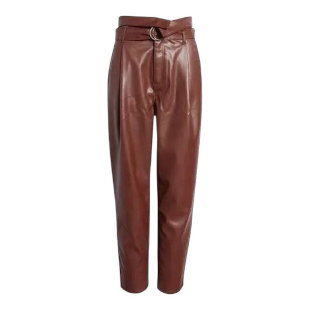 Open Edit Brown Faux Leather Pants Size M New Without Tag Soft Lined Trousers